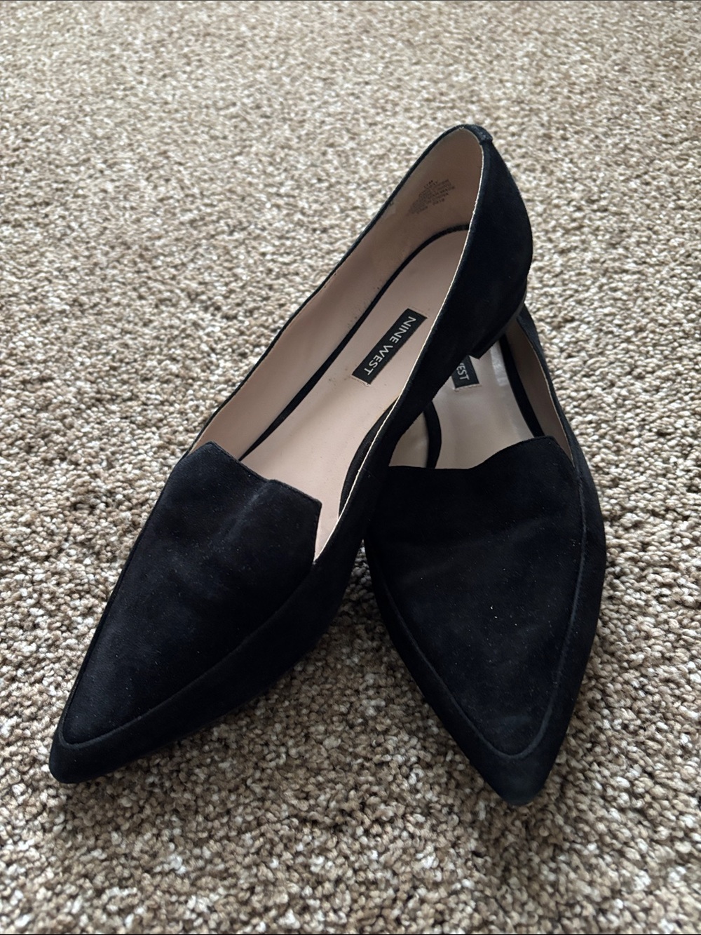 Nine West Black Pointed Suede Loafers